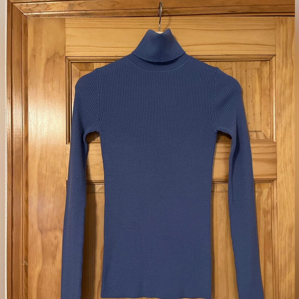 Uniqlo Ribbed Blue Turtleneck
